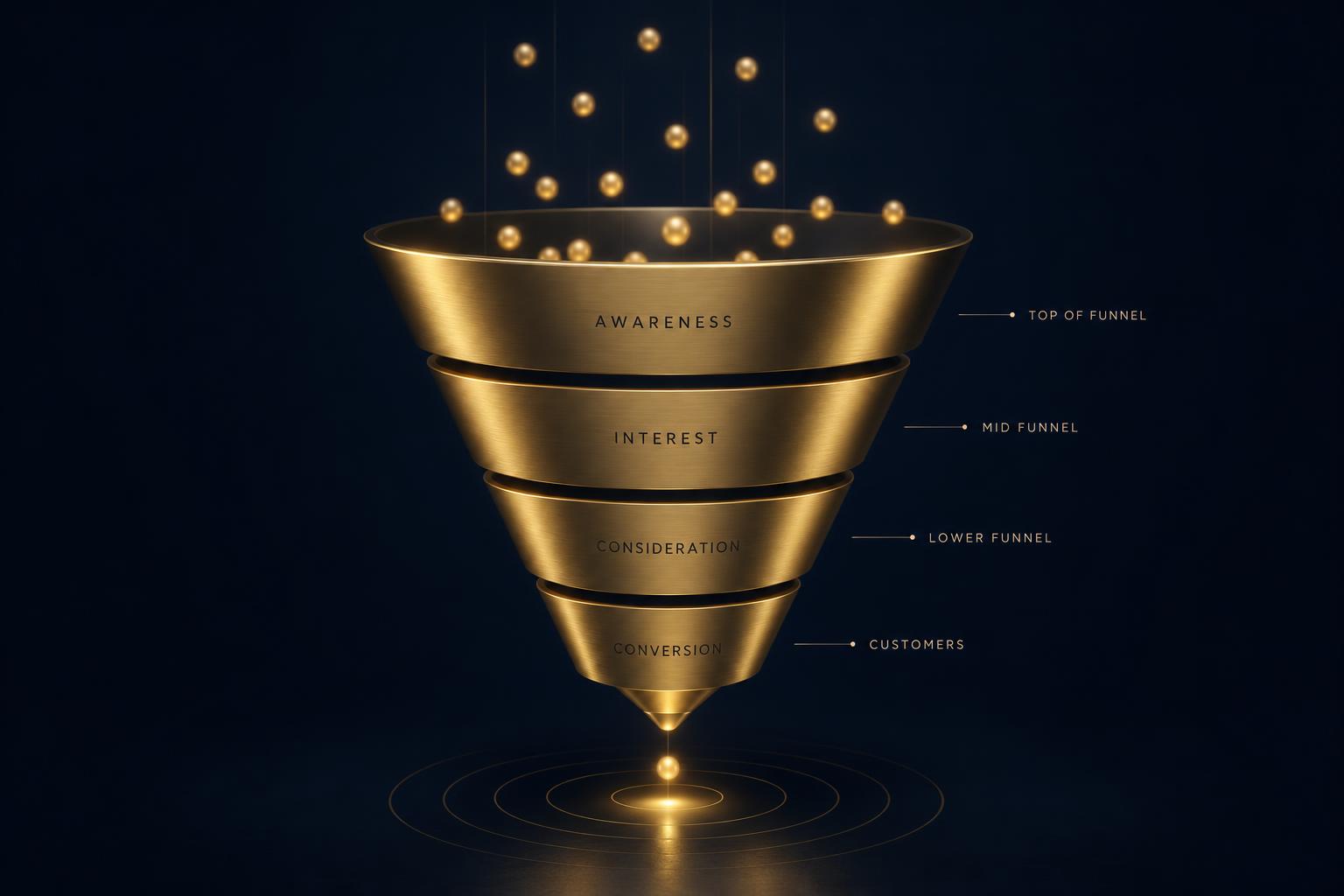 Marketing funnel guiding leads through conversion stages